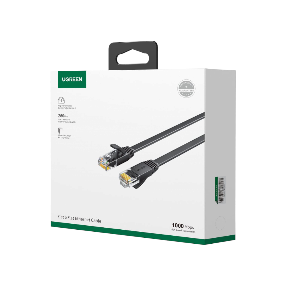 كيبل شبكة يوجرين UGREEN Cat 6 مسطح - سرعة 1000Mbps بتردد 250MHz