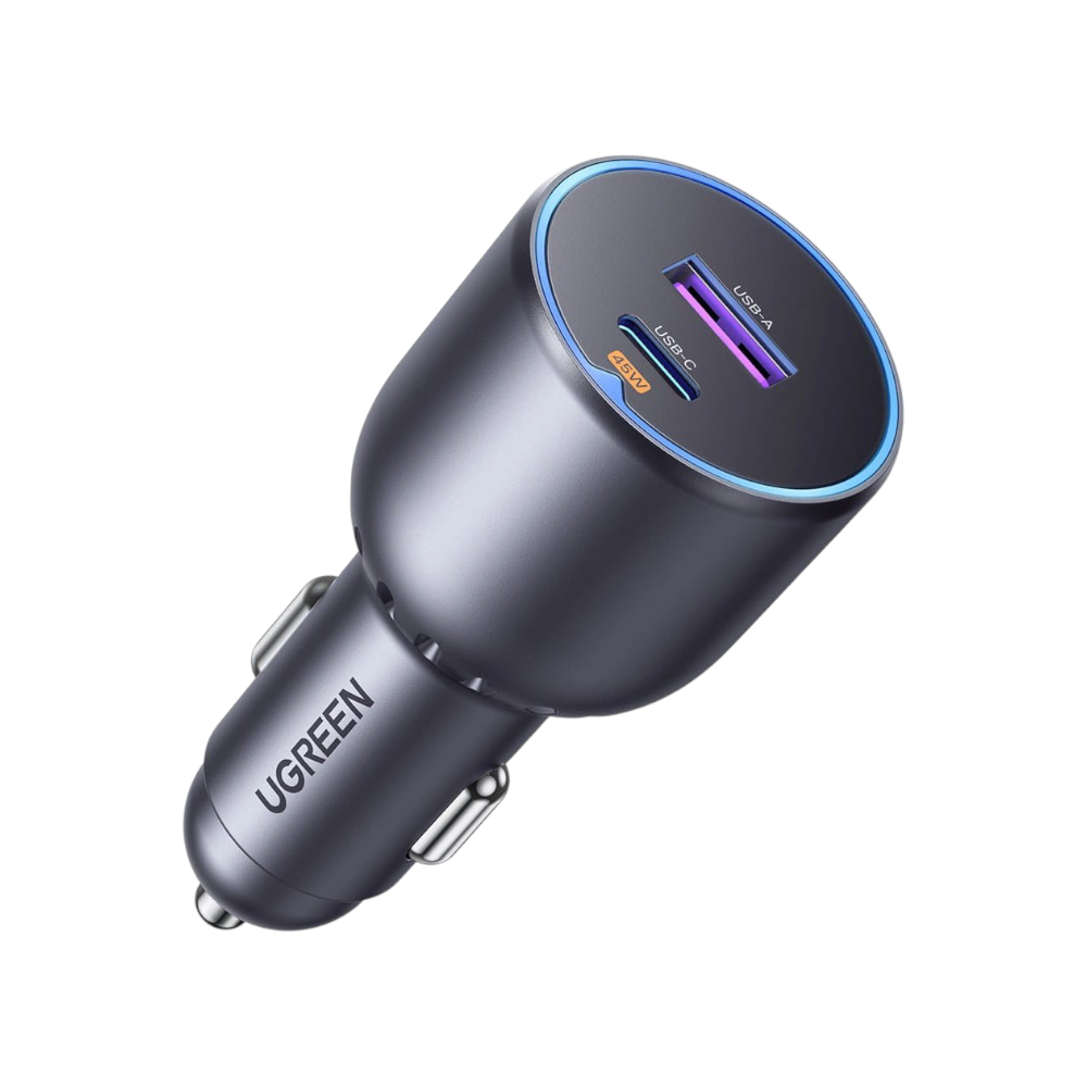 شاحن سيارة يوجرين (UGREEN) بقوة 45 واط - منفذين USB-C و USB-A بتقنية الشحن السريع PD & QC