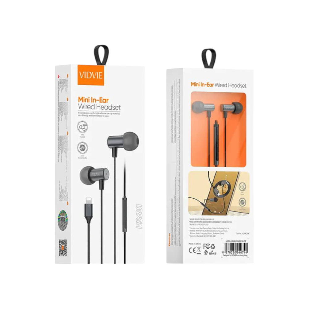 سماعة أذن سلكية VIDVIE HS681 - منفذ Lightning - تصميم مريح (In-Ear)