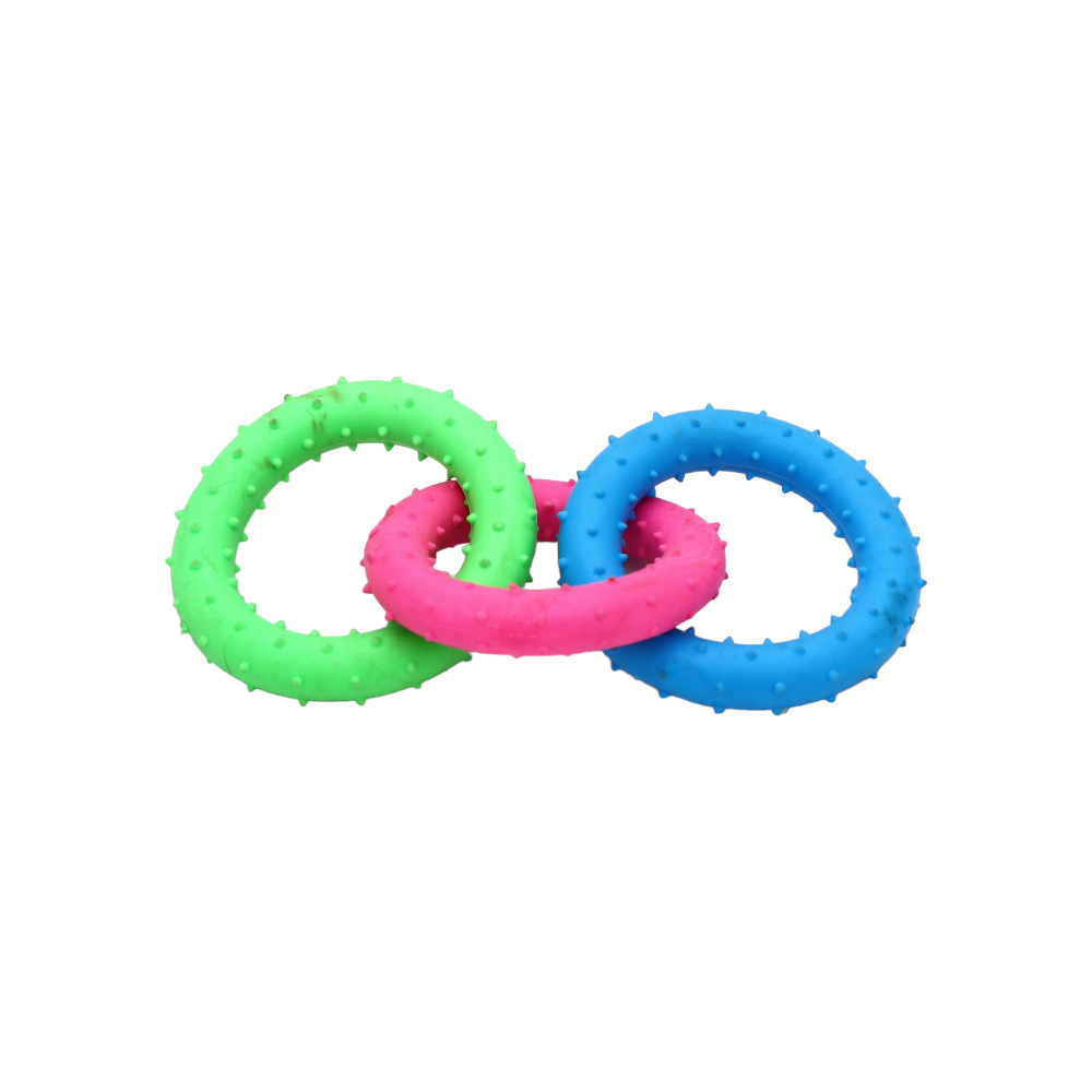 لعبة مضغ مطاطية ذات ثلاث حلقات للكلاب والقطط - 3 قطع