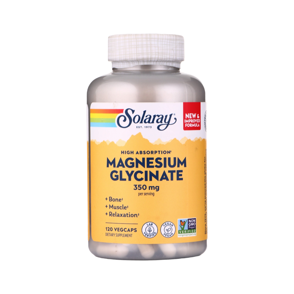 سولاري مكمل غذائي جلايسينات المغنيسيوم 350 مجم عالي الإمتصاص - 120 كبسولة نباتية