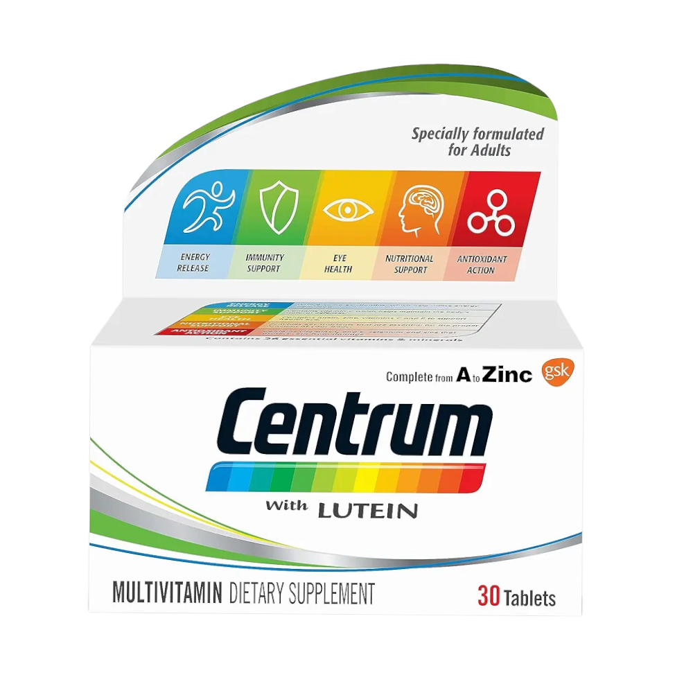 سنتروم مكمل غذائي متعدد الفيتامينات مع اللوتين للبالغين - 30 قرص