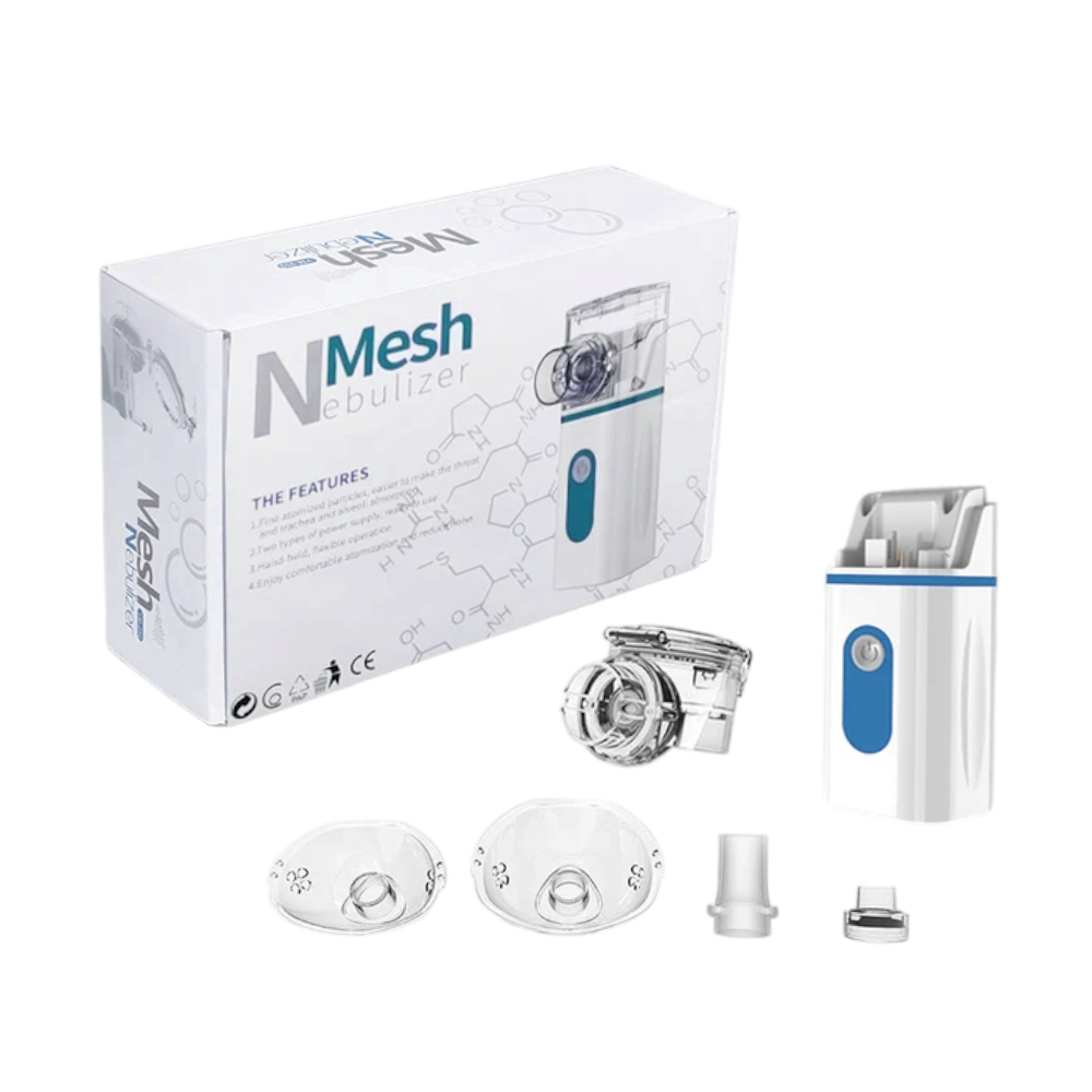 ميش نيبو لايزر جهاز تبخيرة محمول للاطفال والكبار و لمرضى الحساسية و الربو - أبيض