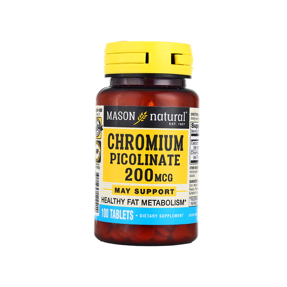 ماسون ناتشورال أقراص بيكولينات الكروم 200 ميكروجرام مكمل غذائي يسرع عملية حرق الدهون - 100 قرص