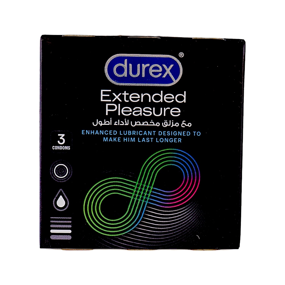 ديوركس واقي ذكري للرجال اكستيند بليجر مع مزلق - 3 قطع