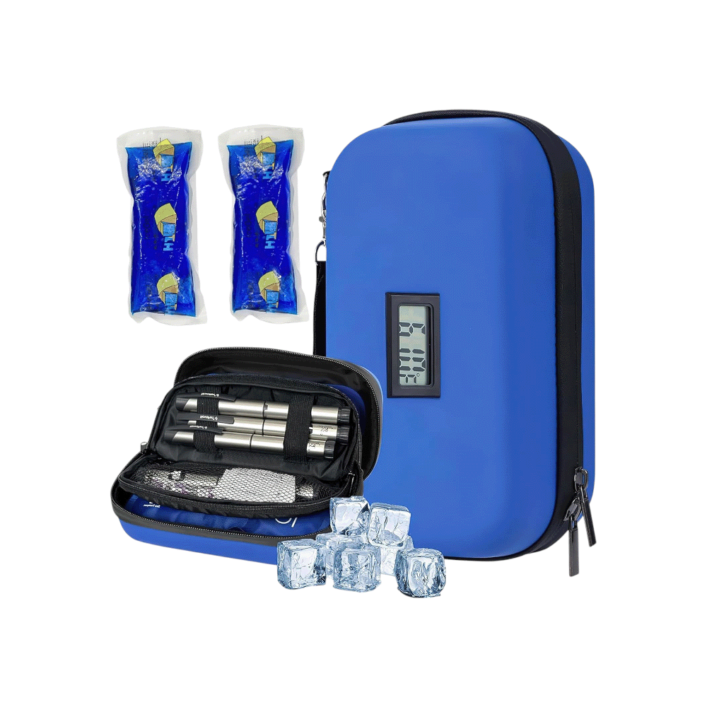 ويسكا حقيبة تبريد الأنسولين مع شاشة عرض درجة الحرارة مقاس 21*13*8 سم - أزرق