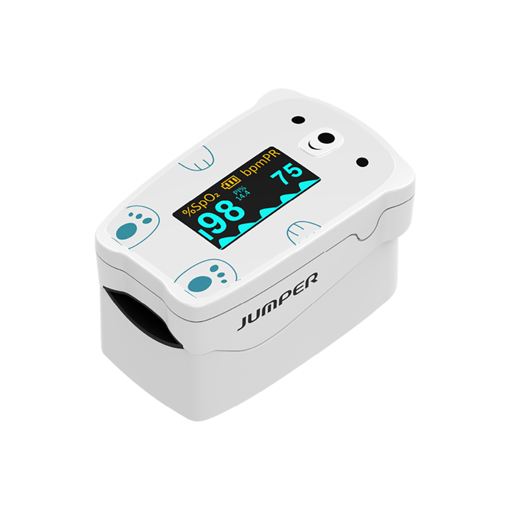جومبر أوكسيمتر لقياس النبض ومستوى الأوكسجين عبر الأصبع للأطفال موديل JPD-500H - أبيض
