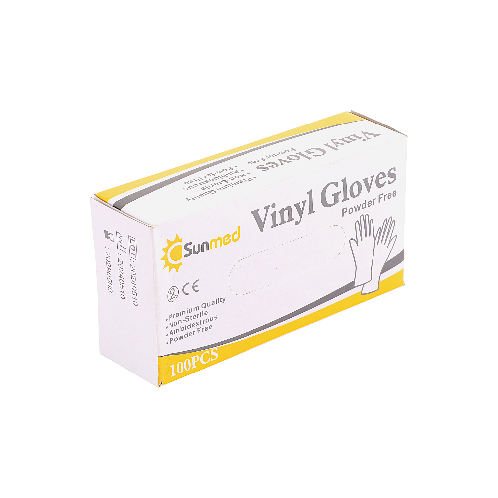 سن ميد قفازات فينيل طبية من خالية من البودرة - 100 قطعة