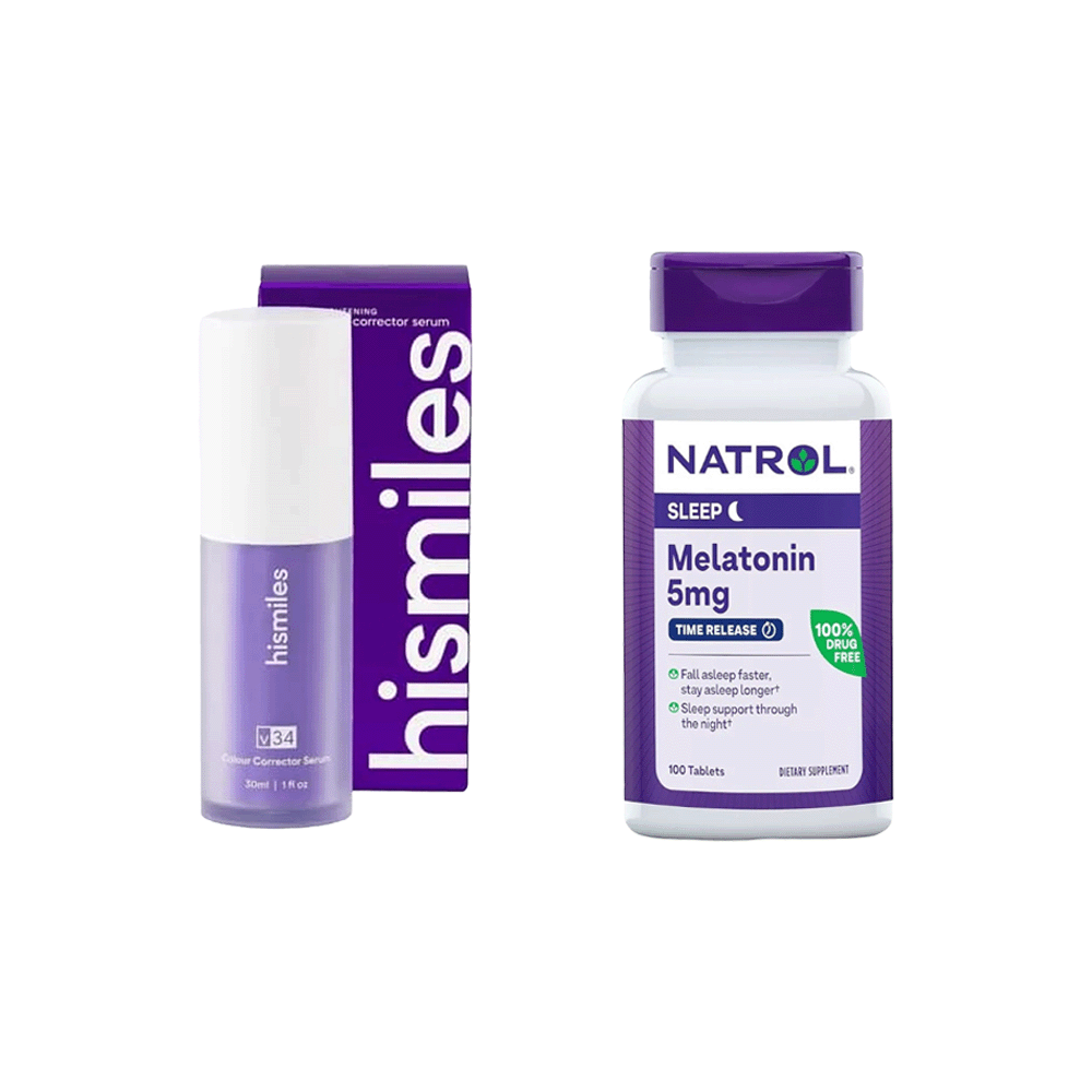 ناتشورال أقراص ميلاتونين مكمل النوم الغذائي 100 قرص + هي سمايلس معجون أسنان مبيض 30 مل