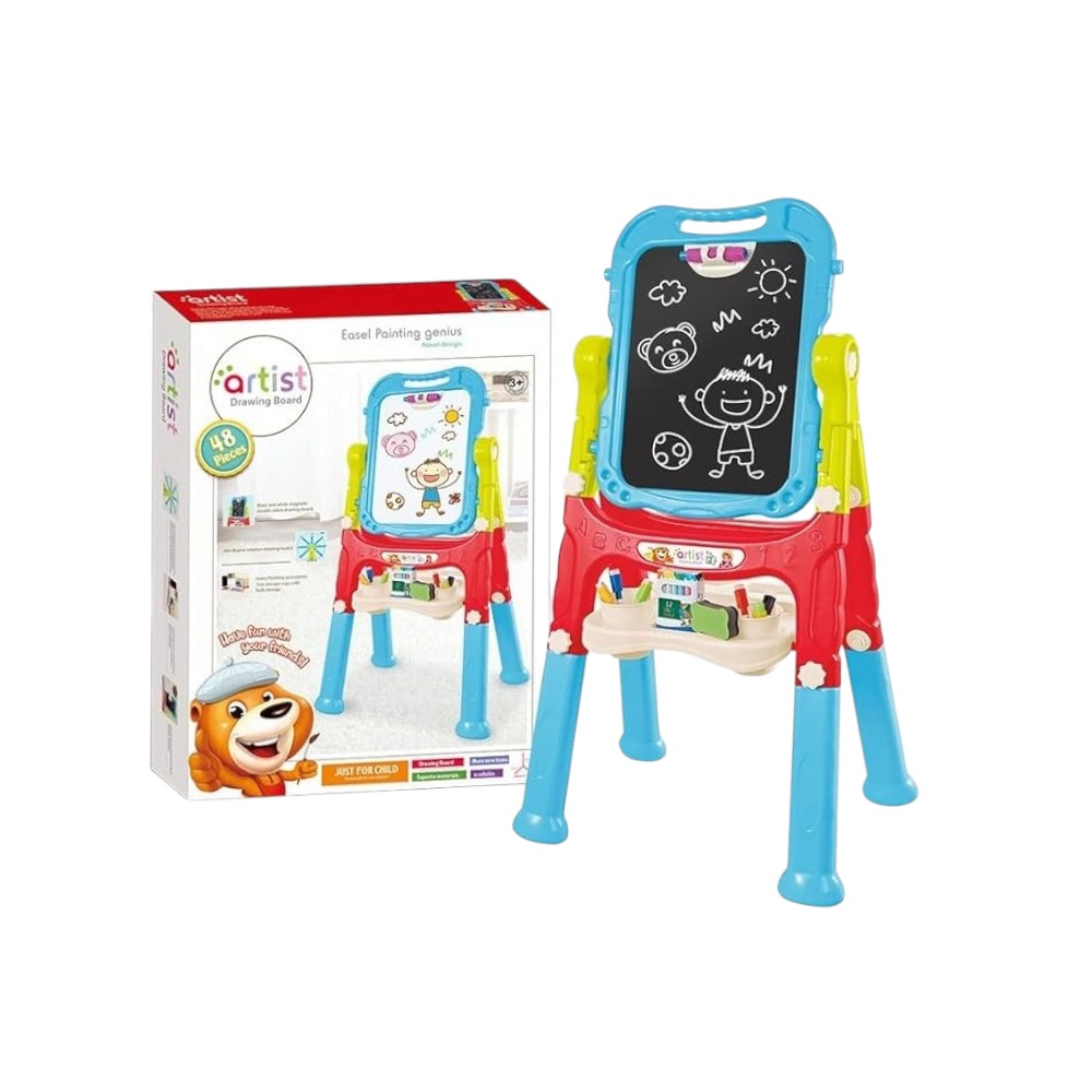 ويست هود لوحة رسم مغناطيسية مزدوجة الجوانب دوارة للأطفال - أزرق