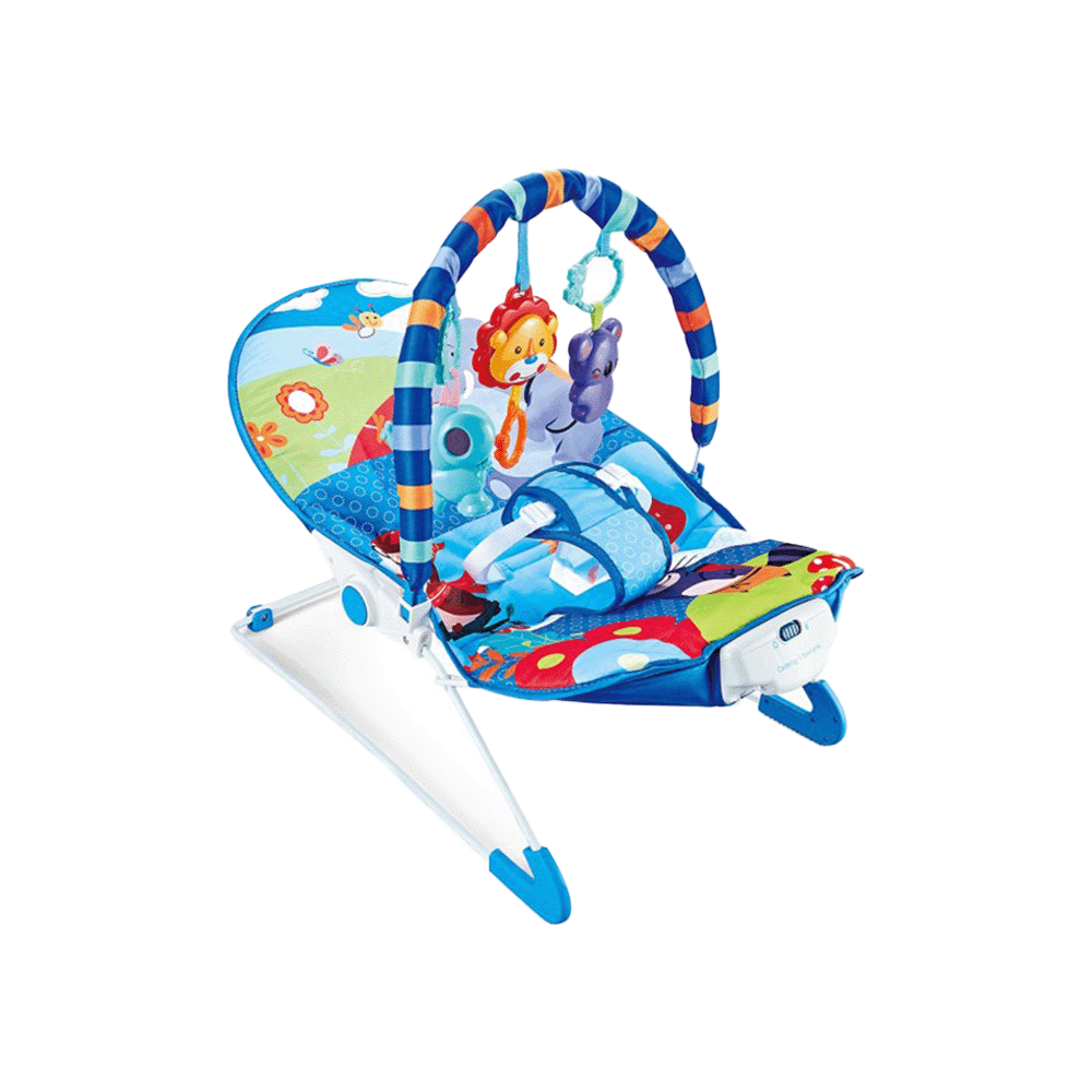 كرسي هزاز للأطفال مع ألعاب ولهايات - أزرق