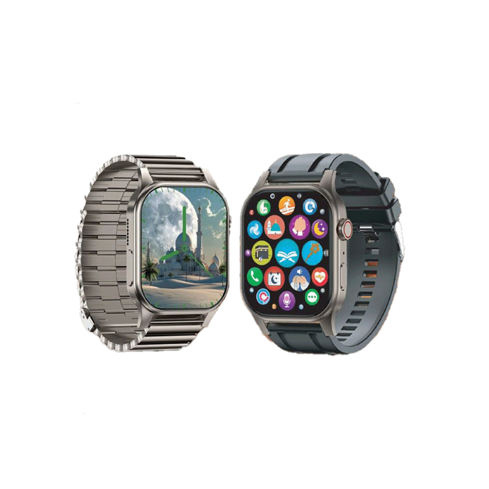 ساعة المسلم الذكية بتطبيق قرآن كامل وبطارية 4 أيام - أسود