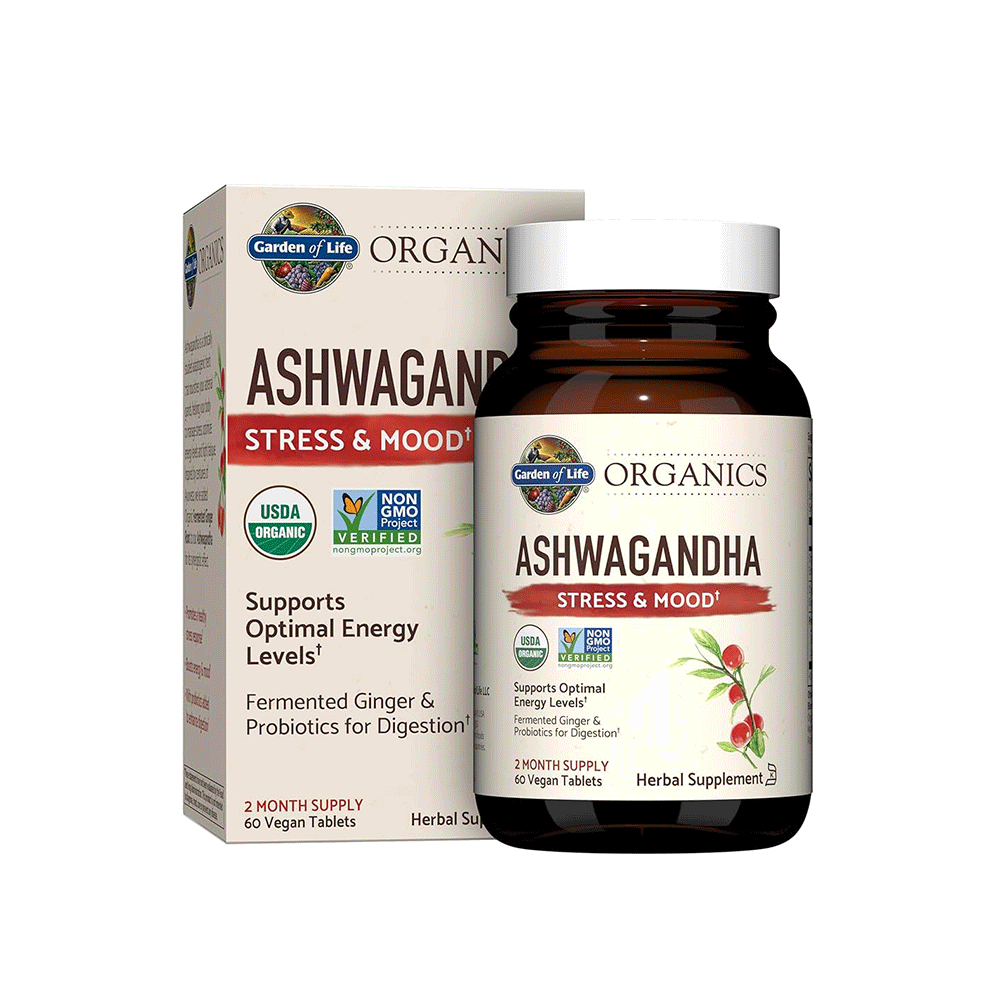 جاردن اوف لايف مكمل اشواجيندا عضوية لتخفيف القلق والتوتر - 60 كبسولة