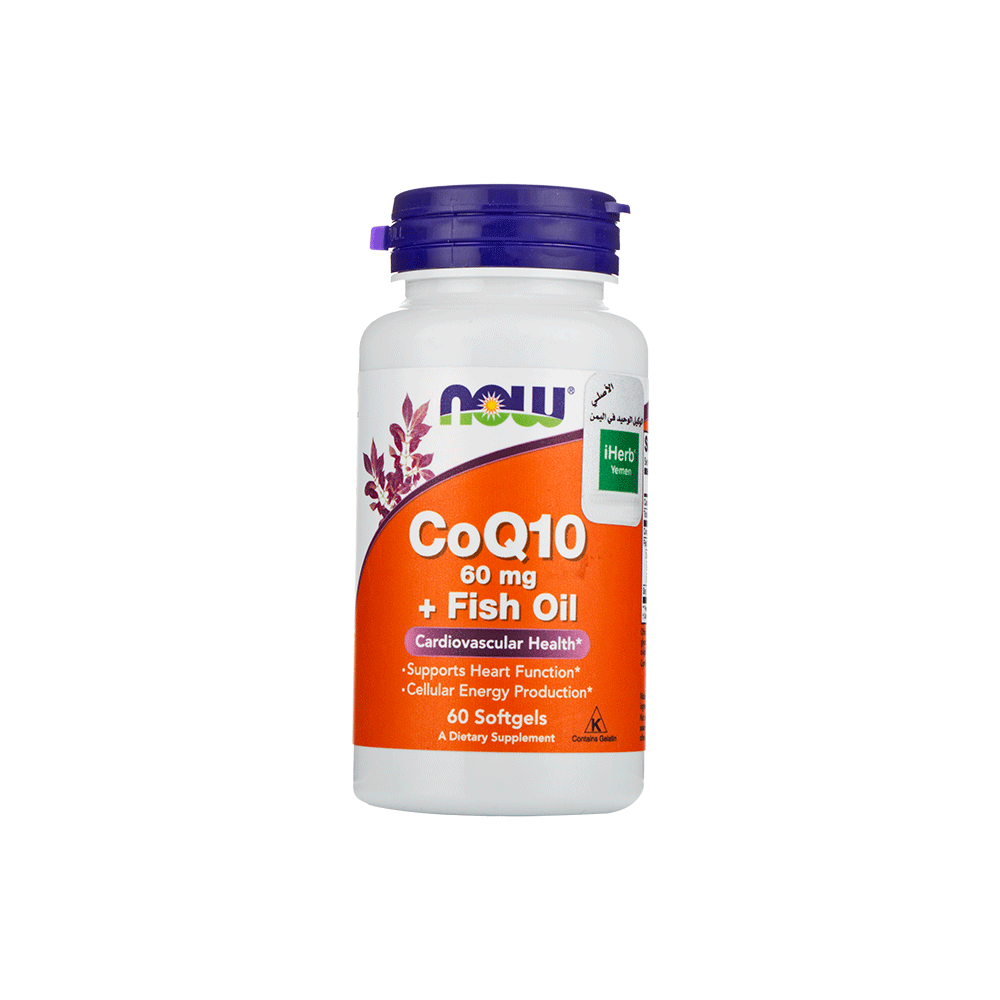 ناو مكمل غذائي كو كيو 10 60 ملجم + زيت السمك - 60 كبسولة هلامية