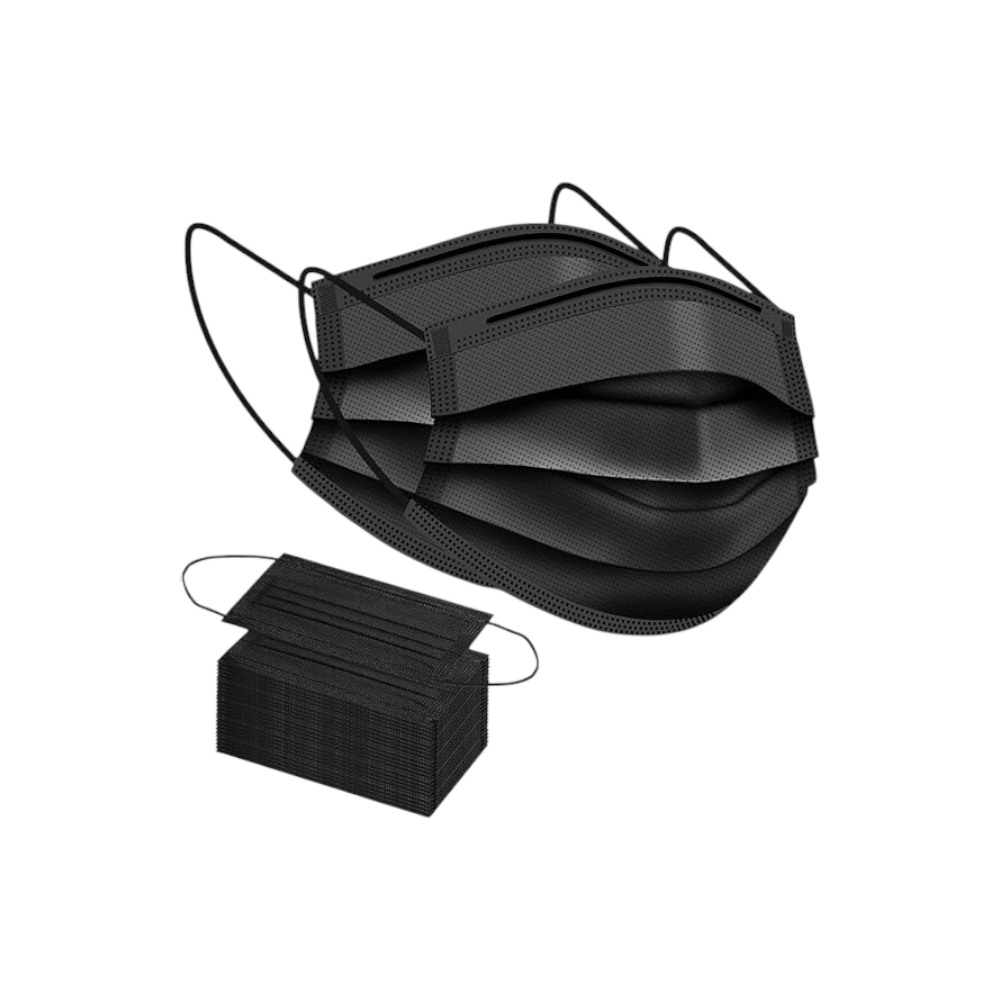 كمامات طبية للاستعمال مرة واحدة 200 قطعة - أسود  