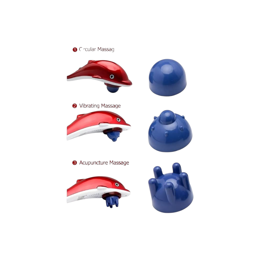 جينيريك جهاز تدليك على شكل دولفين يعمل بالأشعة تحت الحمراء - أحمر 