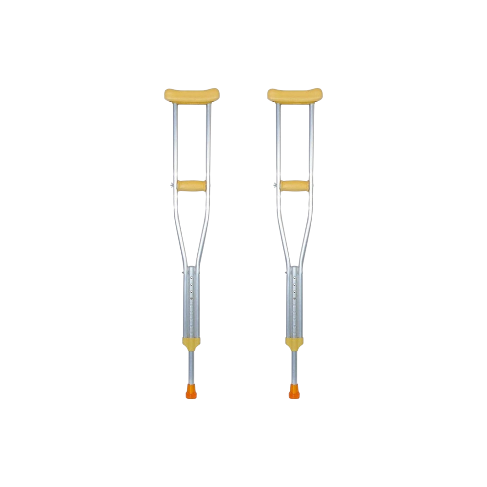 زوج عكاز ألومنيوم طبي مقاس S قابل للتعديل - فضي