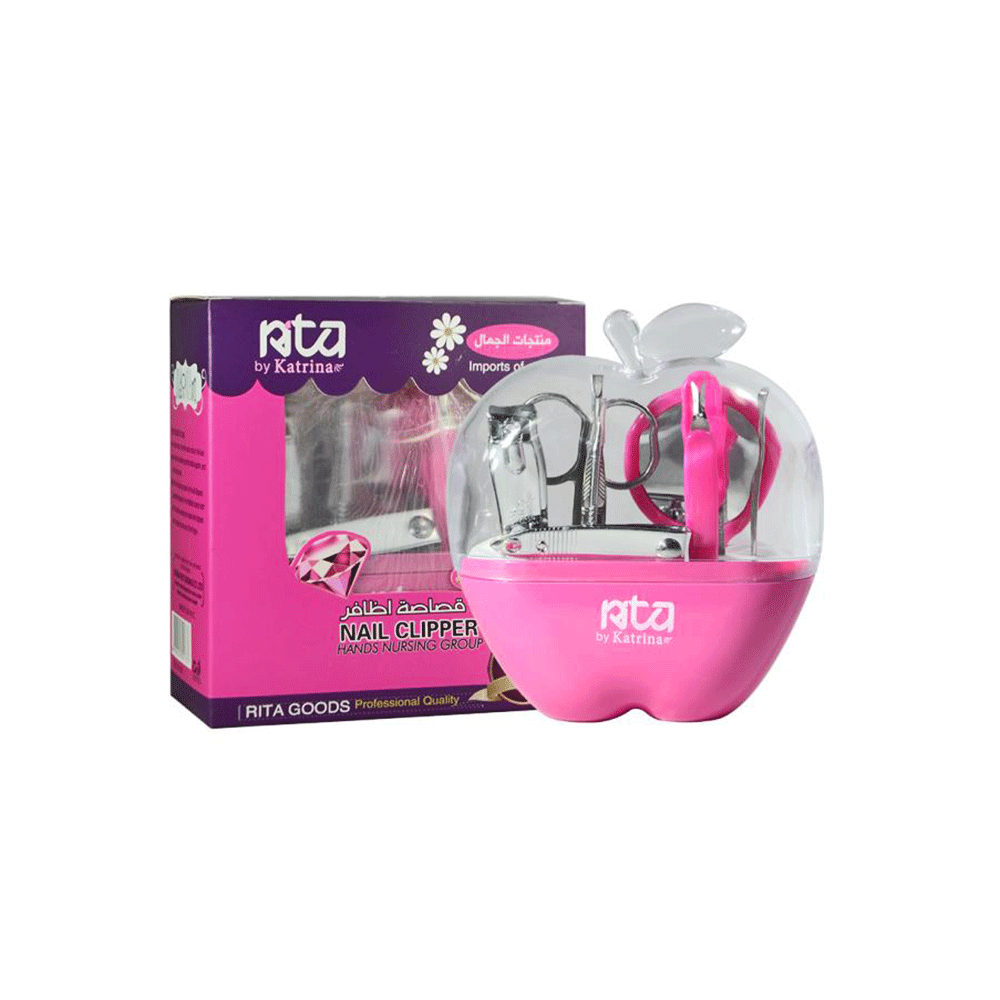 ريتا طقم العناية بالأظافر بتصميم التفاحة - وردي