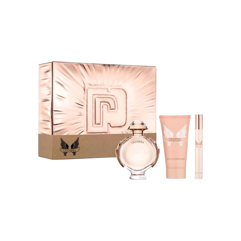 باكو رابان مجموعة عطر أولومبيا الأصلي للنساء 80 مل +10 مل + لوشن مرطب للجسم 100 مل