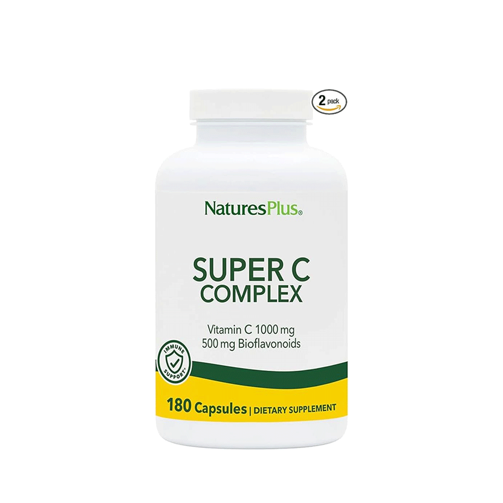 ناتشرز بلس سوبر سي نباتي فيتامين سي 1000 ملج مع بيوفلافونويد 500 ملج - 180 كبسولة (عبوة من قطعتين)