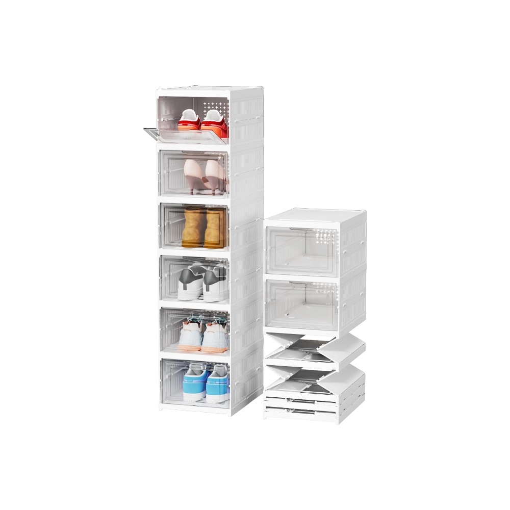 صندوق منظم أحذية هايكويكو  أكريليك شفاف قابل للطي -  6 طوابق 