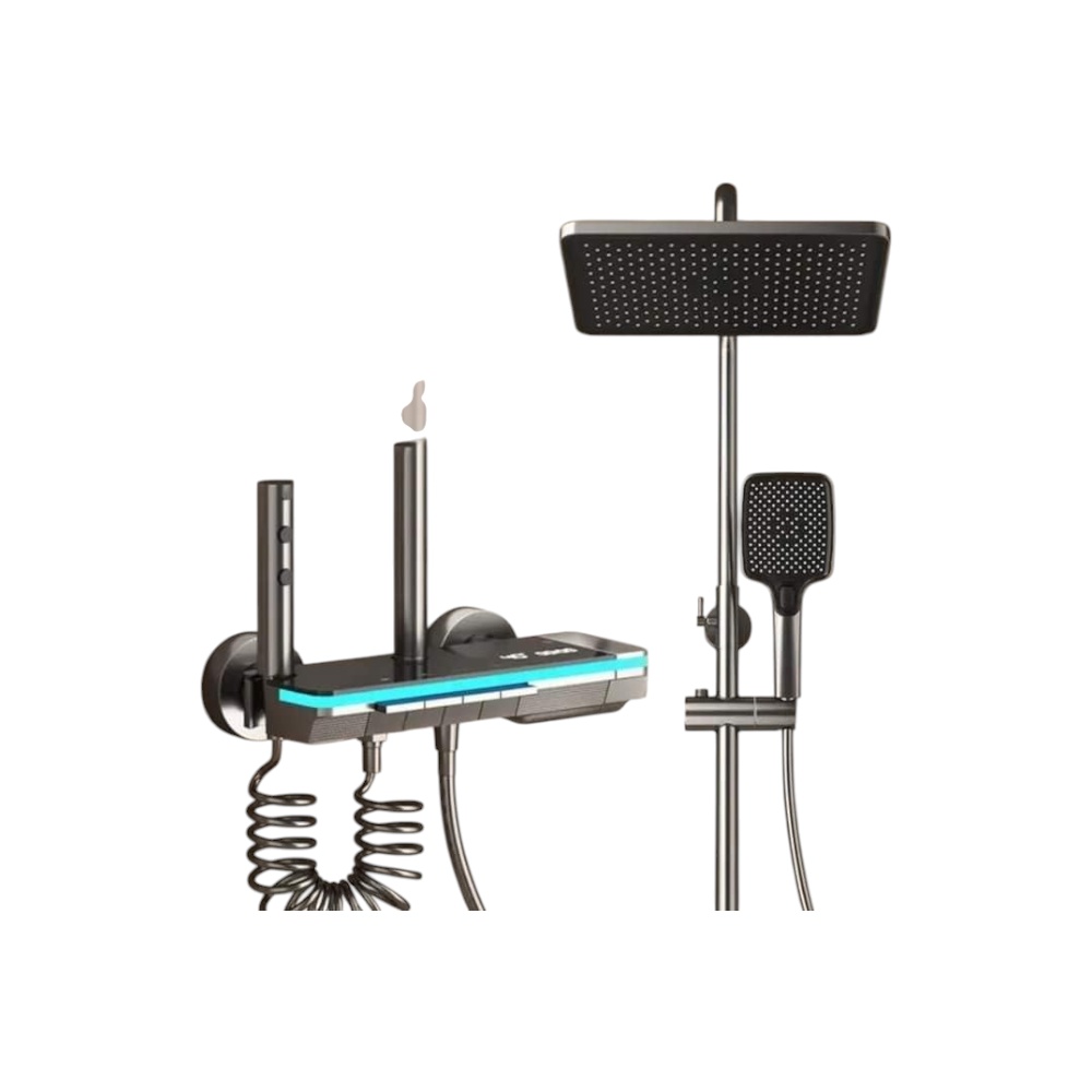 جهاز دش إستحمام إلكتروني ذكي  - أسود