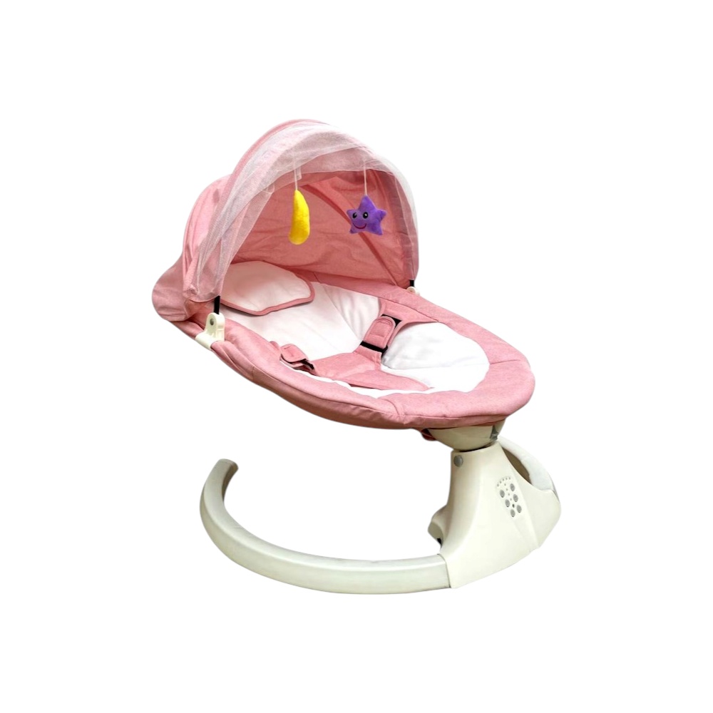 كرسي بيبيتا هزاز كهربائي للأطفال مع خاصية تحكم بلوتوث وجهاز تحكم عن بُعد - وردي