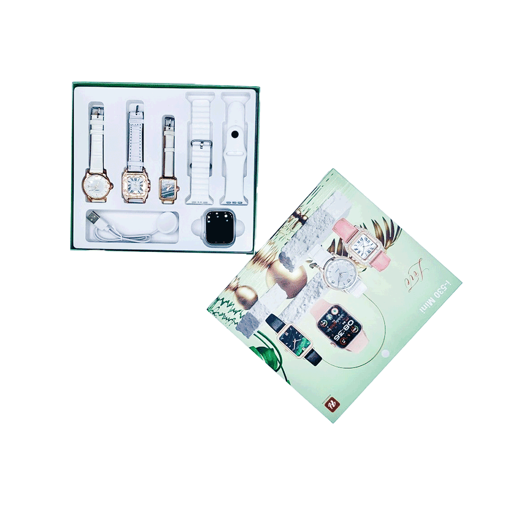 طقم ساعة رياضية ذكية أندرويد  سيريز 10 بشاشة 45 مم عدد 4 ساعات موديل i-530  - أبيض