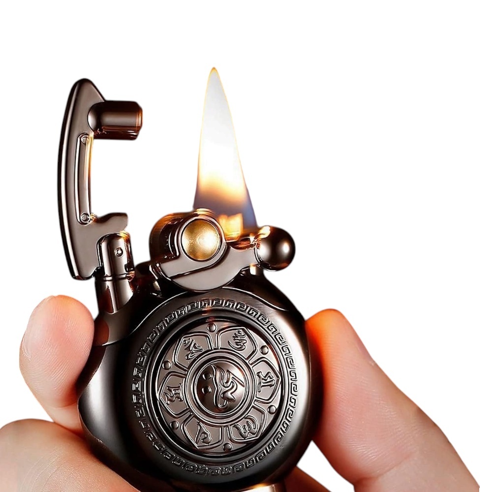  ولاعة يانكونغ عتيقة مقاومة للرياح من سبائك الزنك - أسود 