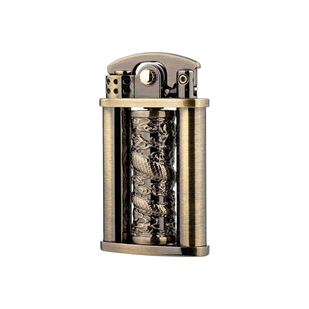 ووملف ولاعة ميكانيكية قديمة من النحاس والزنك - ذهبي