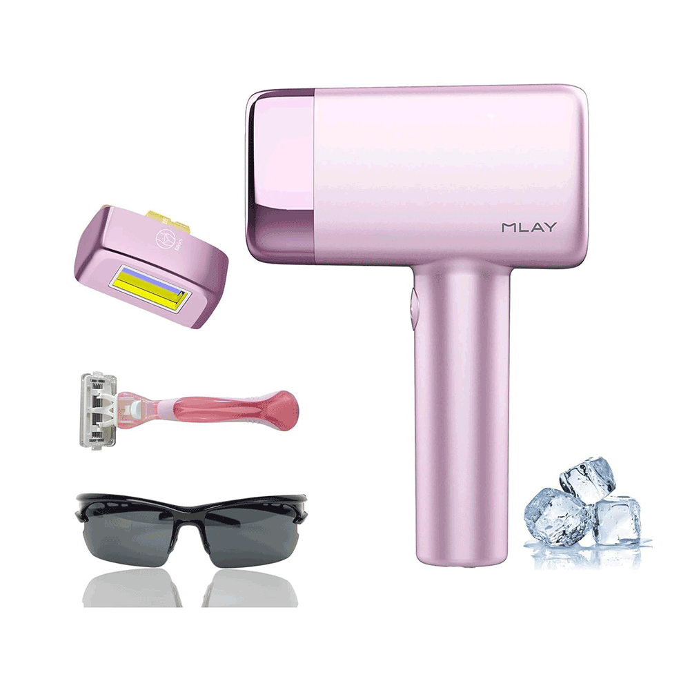 ملاي جهاز ليزر إزالة الشعر بعدسة واحدة 500,000 ومضة بتقنية IPL بالتبريد موديل T14A - زهري