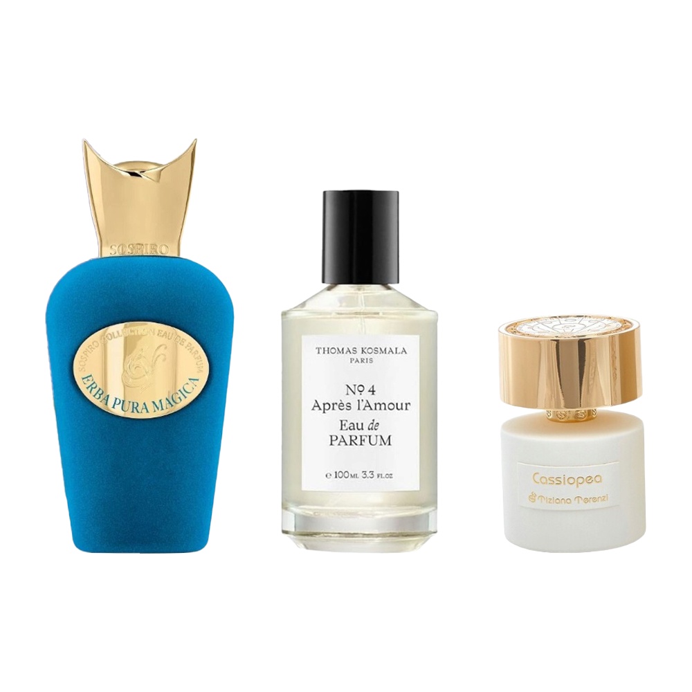 باكج عطور أصلية  100 مل للجنسين سوسبيرو إيربا بيورا ماجيكا  + عطر توماس كوزمالا لامور نمبر 4 اكستريت  + عطر تيزيانا تيرنزي عطر كاسيوبيا  