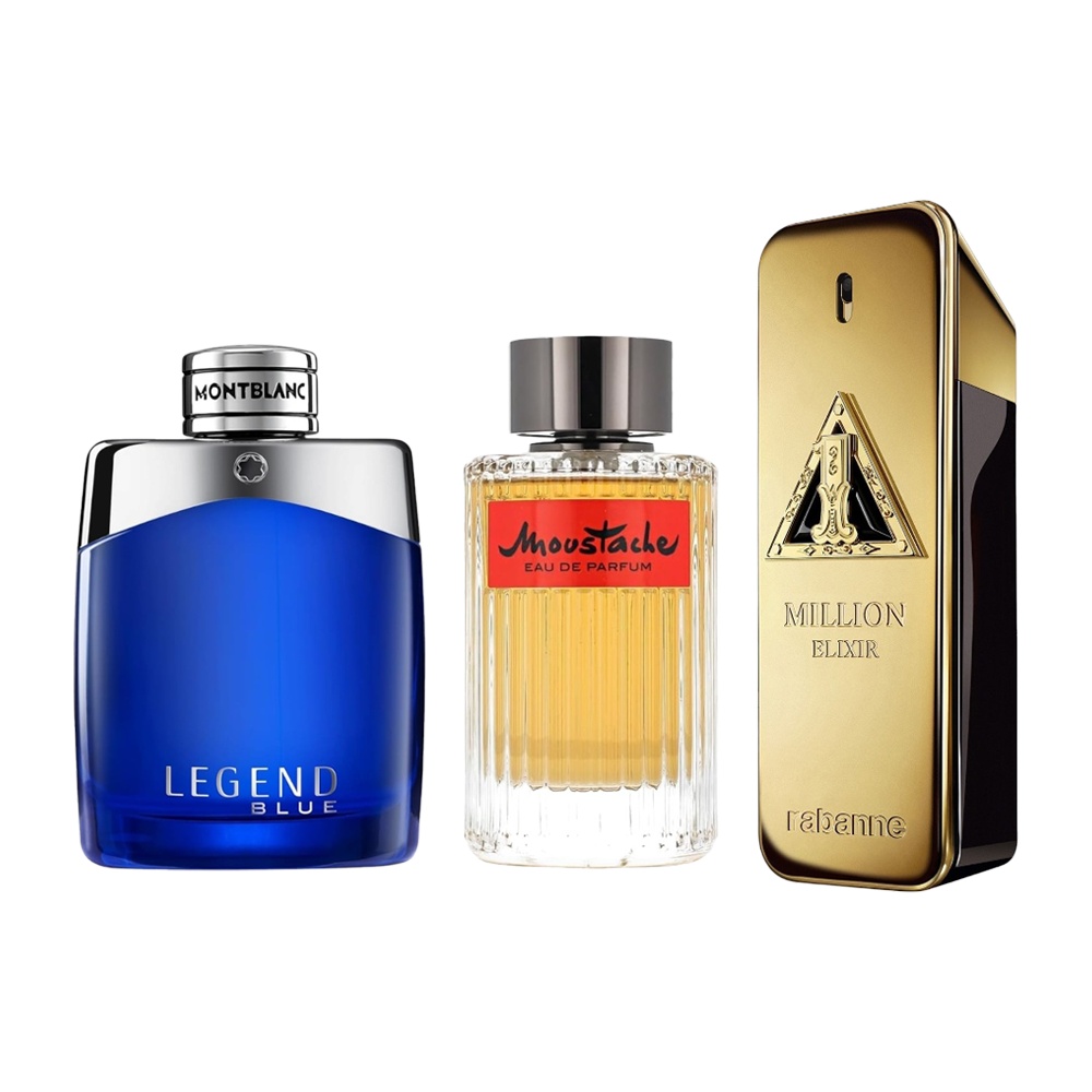 باكج عطور أصلية للرجال عطر باكو رابان ون مليون إليكسير 100 مل + عطر مونت بلانك ليجند بلو 100 مل + عطر روشاس موستاش 125 مل