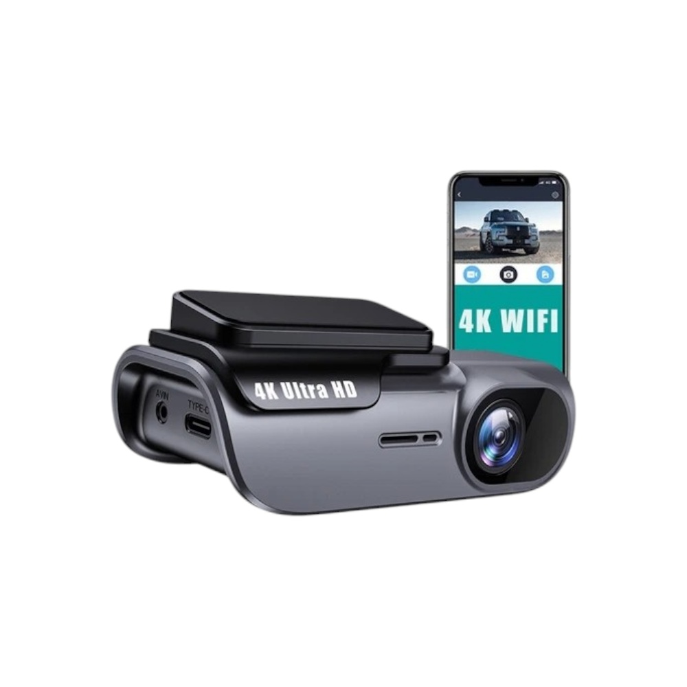 كاميرا مراقبة سيارة ذكية بجودة 4K Ultra HD موديل UHD 3840*2160P مع واي فاي وحساس سوني - أسود