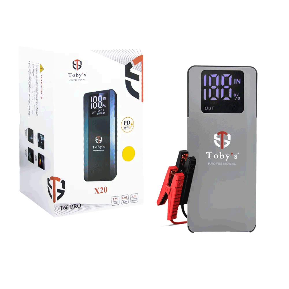 جهاز تشغيل سيارة توبيز محمول بسعة 16000 مللي امبير وبتقنية الحماية من العيوب موديل T66 PRO - أسود