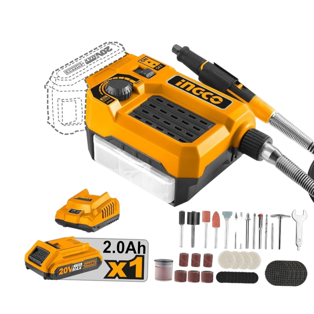 جهاز صقل وتنعيم انجو لاسلكي بجهد 20 فولت وبتقنية السرعات المتغيرة موديل CMGLI20011 - برتقالي 