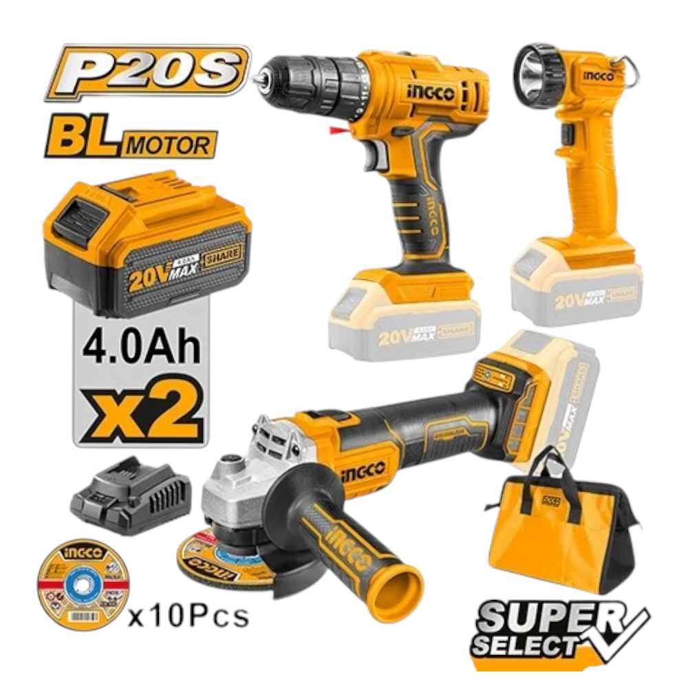 باكج صاروخ  ومقدح  وانتريك انجو لاسلكي  بجهد 20 فولت وبتقنية BL Motor موديل CKLI2027- متعدد الألوان