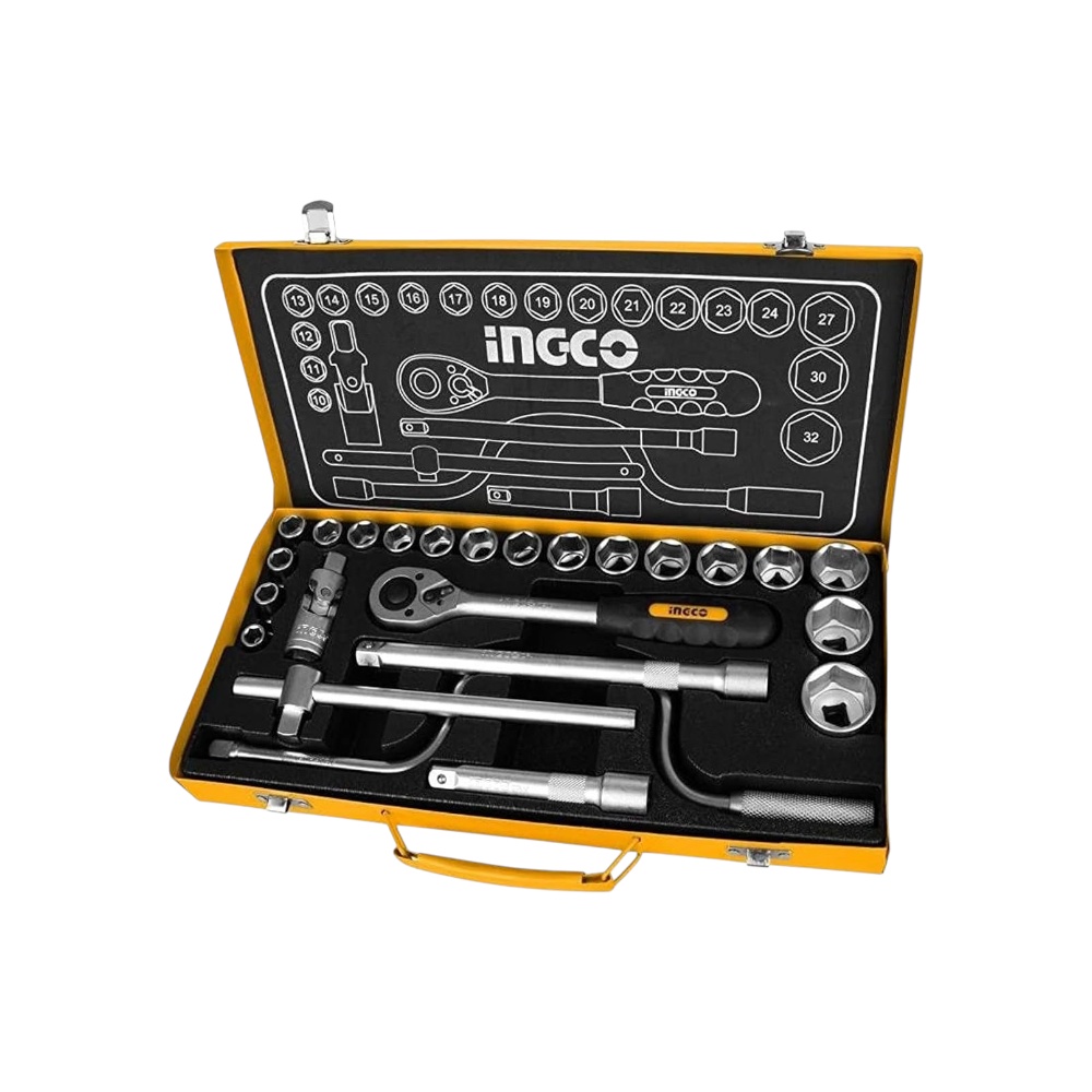 طقم لقم ومفاتيح انجو احترافي بمقاس 1/2 إنش ومكون من 24 قطعة موديل HKTS0243 - متعدد الألوان