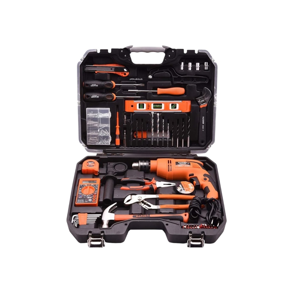 باكج دريل وطقم عدد هاردن متكامل بقوة 550 وات ومكون من 75 قطعة موديل DMM-510875 - متعدد الألوان