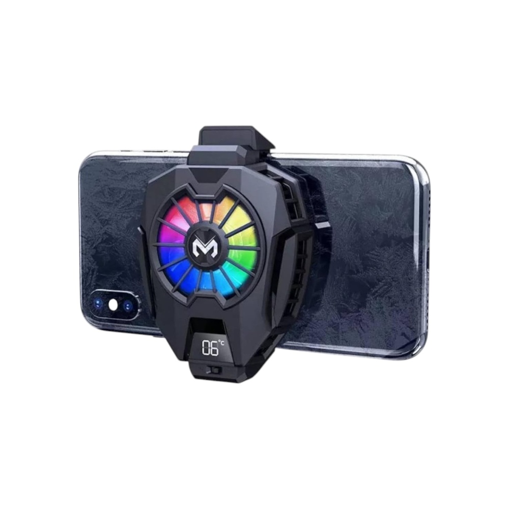 مروحة تبريد هاتف محمول ميمو بتقنية التبريد السريع وبقوة عرض درجة الحرارة موديل DL05 - أسود