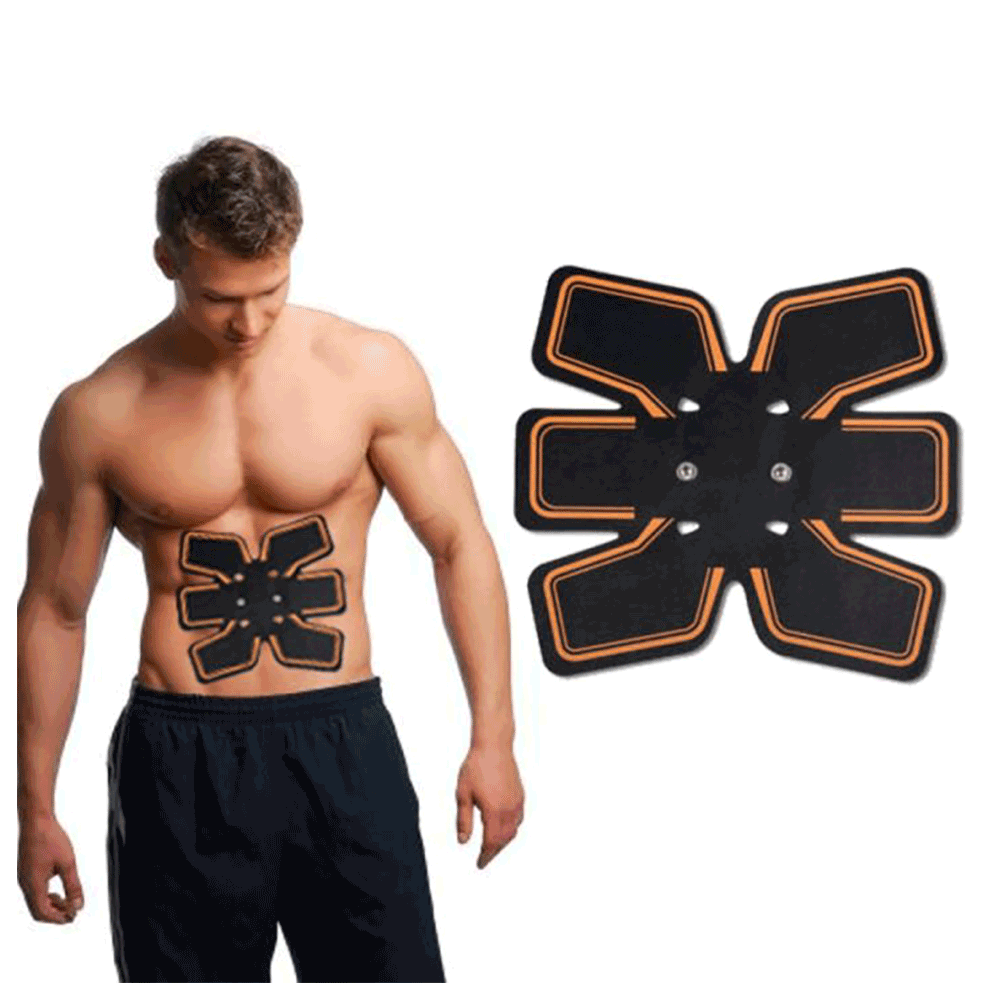 جهاز تحفيز عضلات البطن إي إم إس بتقنية النبضات الكهربائية - 6 قطع أسود