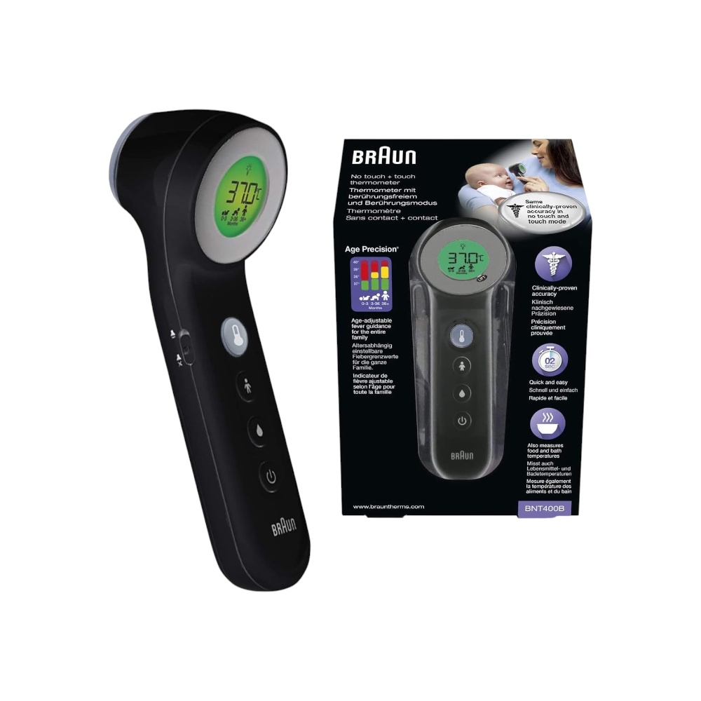 مقياس حرارة 3 في 1 باللمس وعن بعد براون بتقنية Age Precision موديل BNT400B - أسود