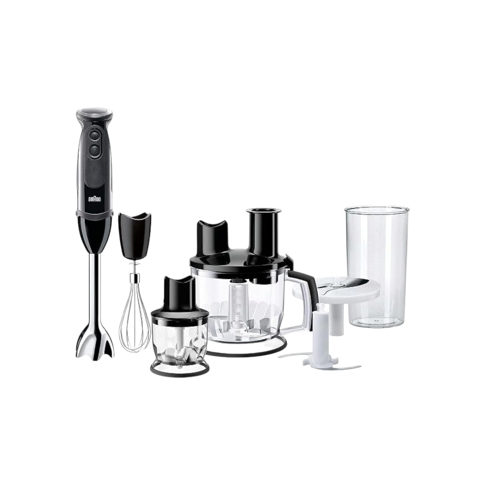 خلاط يدوي براون مالتي كويك 5 فاريو بقوة 1000 وات مع محضر طعام ومفرمة موديل MQ5285 BK