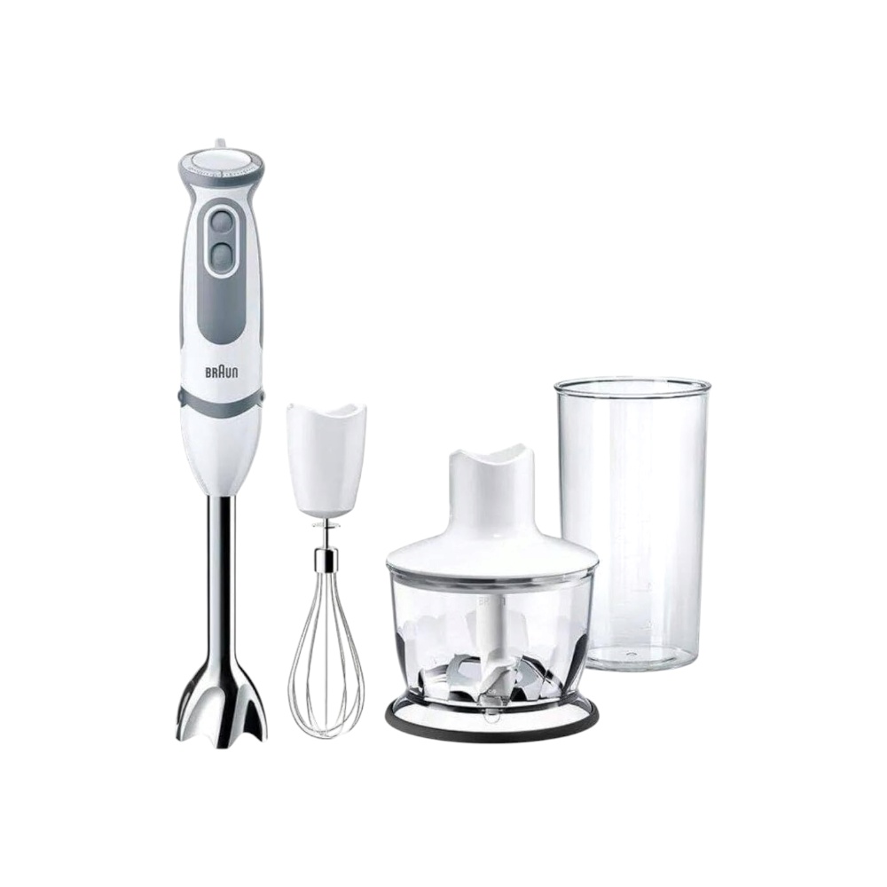 خلاط يدوي براون مالتي كويك 5 بقوة 1000 وات مع مفرمة ومخفقة موديل MQ 5235 - أبيض