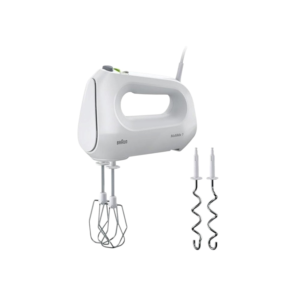 مضرب بيض براون مالتي ميكس 1 بقوة 400 وات مع خطافات عجين موديل HM1010WH - أبيض