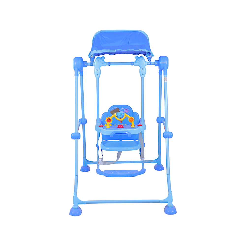 بيبي لاند مرجيحة أطفال بلاستيكية مع مظلة علوية - أزرق