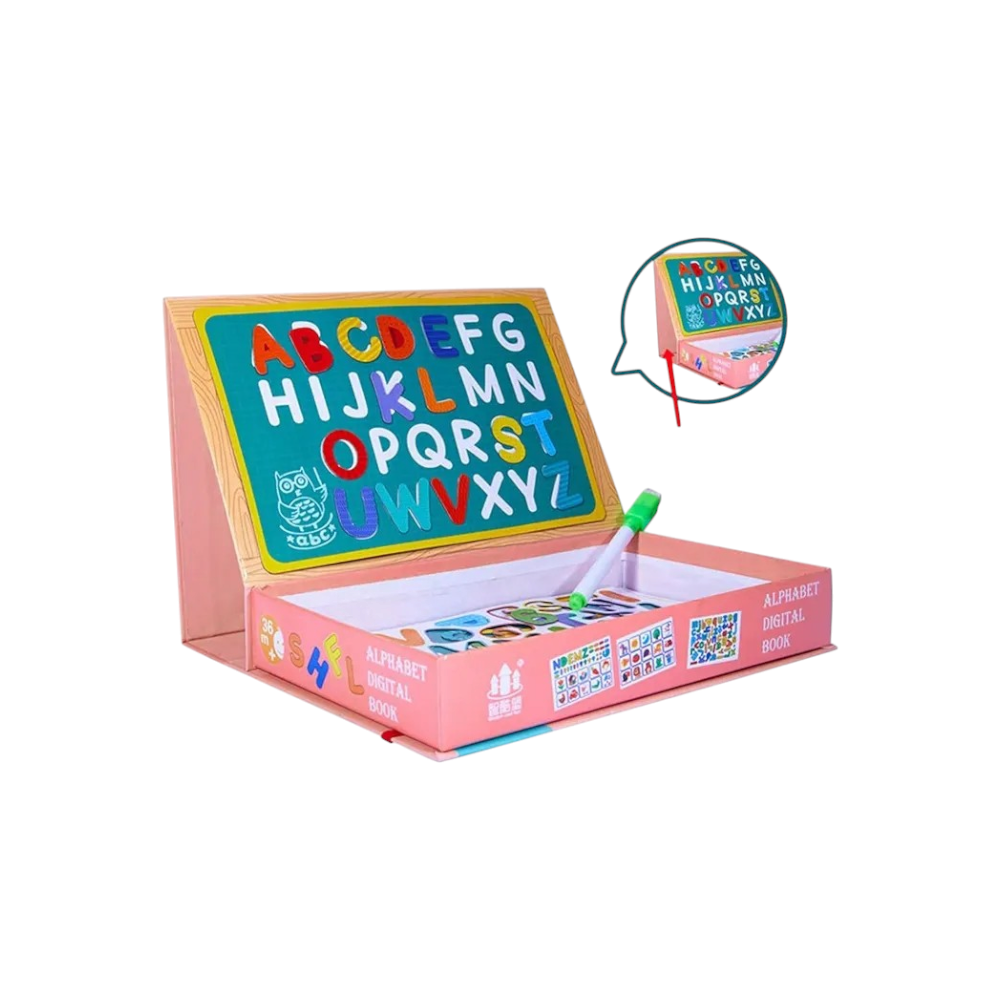 لعبة تعليمية كتاب وسبورة مغناطيسية بأحرف إنجليزية للأطفال - 170 قطعة