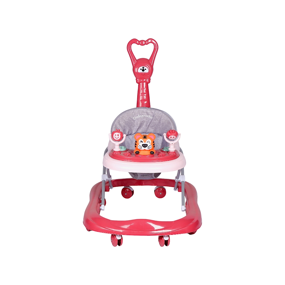 مشاية أطفال بلاستيكية مع مقود خلفي - وردي