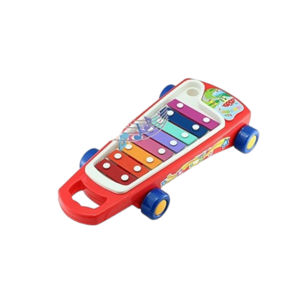 لعبة إكسيليفون كلاسيكية للأطفال مع عجلات - متعددة الألوان