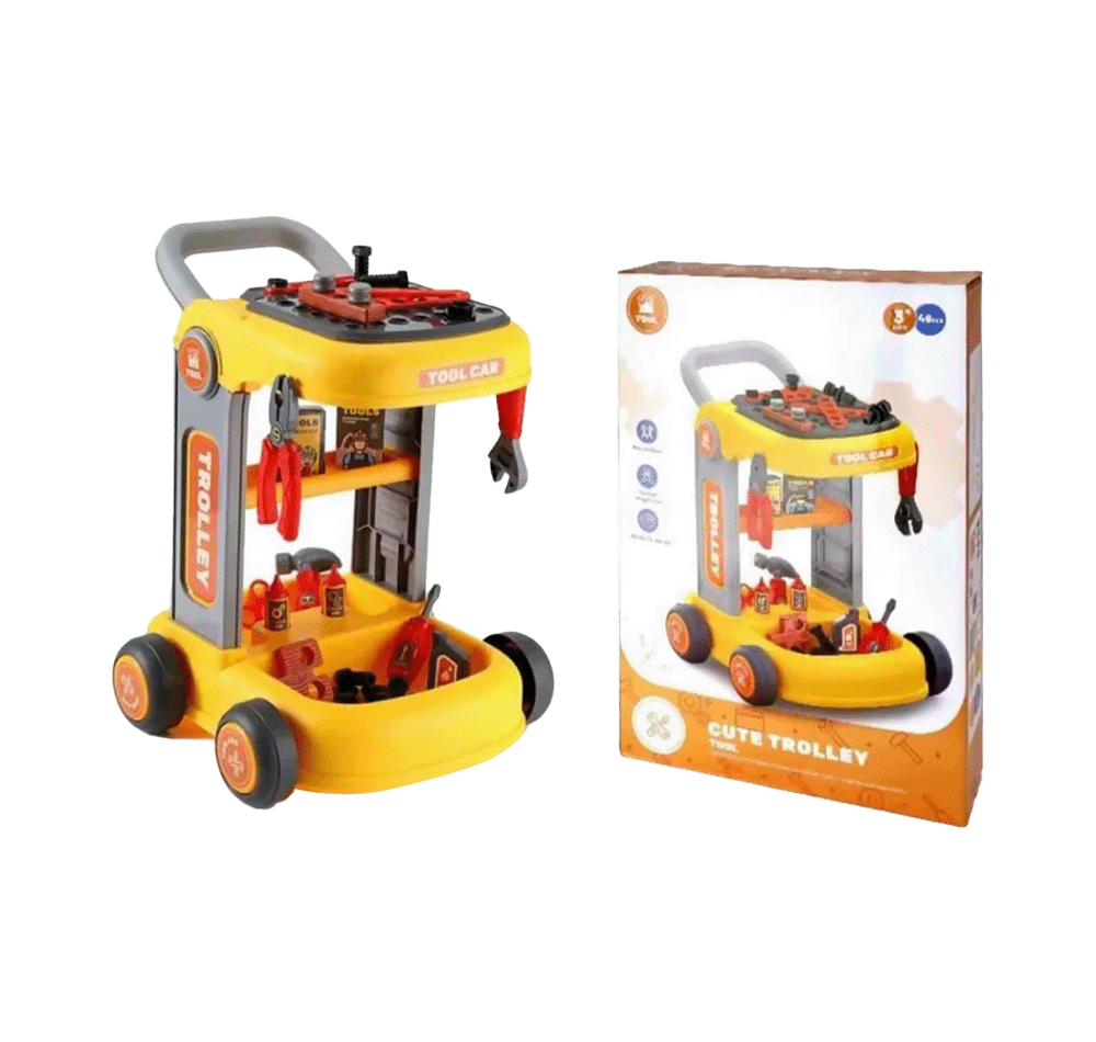 عربة لعب أدوات الحرفي الصغير - 46 قطعة 